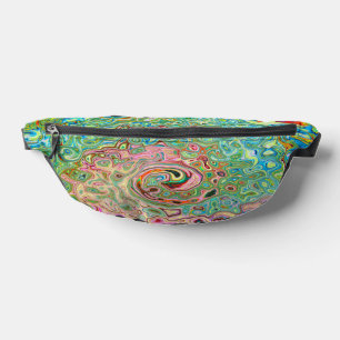 Retro Groovy Abstrakt Farbige Regenbogen Wirbel Bauchtasche