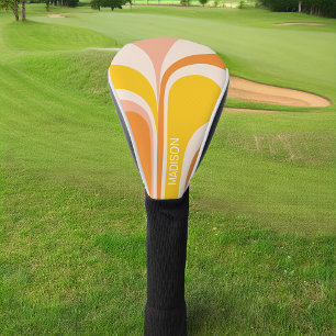 Retro Groovy Abstrakt Peach Orange Yellow Name Golf Headcover