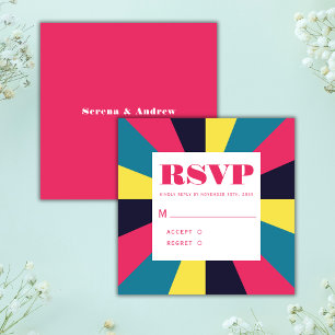 Retro Groovy Abstrakt Rainbow Wedding Begleitkarte