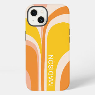 Retro Groovy Abstrakte Pfirsich Orange Gelbe Name iPhone Hülle