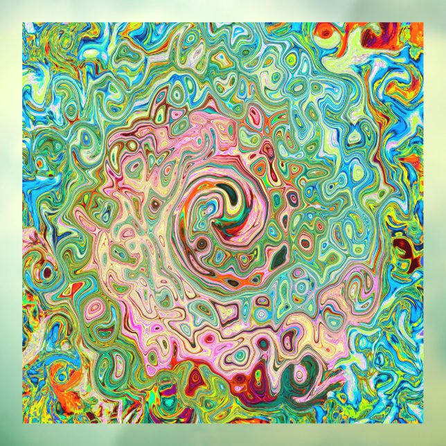 Retro Groovy Abstrakter Regenbogenwirbel Fensteraufkleber (Blatt 3)