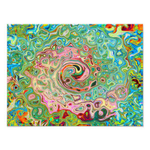 Retro Groovy Abstrakter Regenbogenwirbel Fotodruck