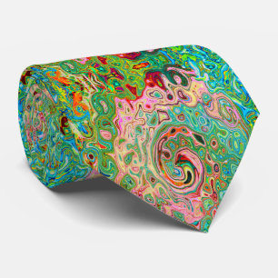 Retro Groovy Abstrakter Regenbogenwirbel Krawatte