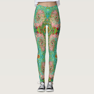 Retro Groovy Abstrakter Regenbogenwirbel Leggings