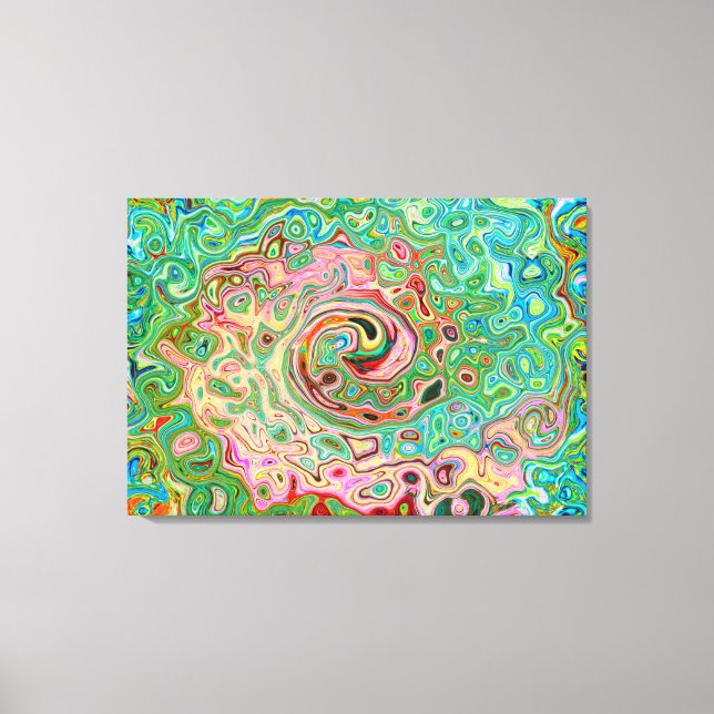 Retro Groovy Abstrakter Regenbogenwirbel Leinwanddruck (Vorderseite)