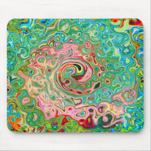 Retro Groovy Abstrakter Regenbogenwirbel Mousepad