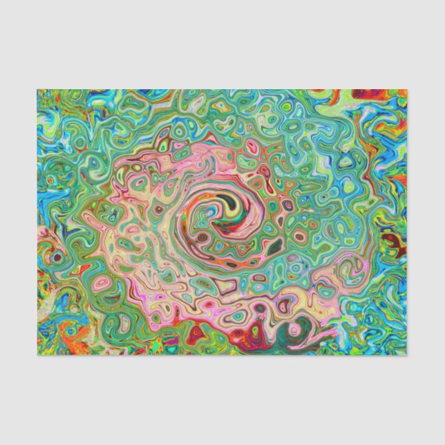 Retro Groovy Abstrakter Regenbogenwirbel Seidenpapier (Vorderseite)
