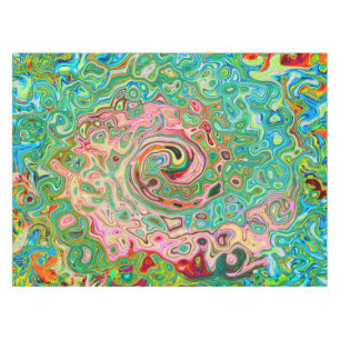 Retro Groovy Abstrakter Regenbogenwirbel Tischdecke