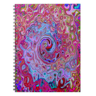 Retro Groovy Abstraktes Lavendel- und Magenta-Wirb Notizblock