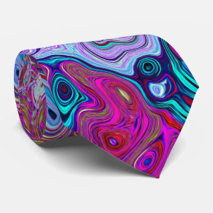 Retro Groovy Abstraktes Lavendel- und Magentawirbe Krawatte