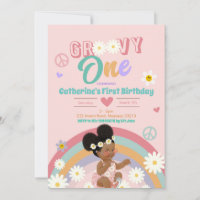 Retro Groovy Afro Girl I zum ersten Geburtstag
