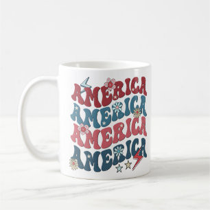 Retro Groovy America Independence Day Kaffeetasse