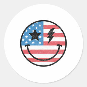 Retro Groovy America Usa Patriotic 4. Juli Mem Runder Aufkleber