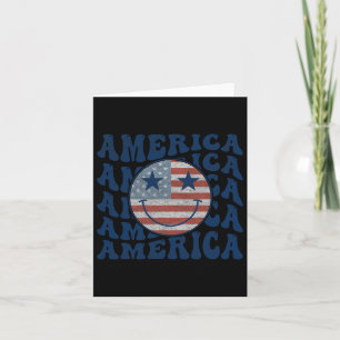 Retro Groovy America Usa Smile Face Patriotic 4. Karte