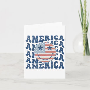 Retro Groovy America Usa Smile Face Patriotic 4. Karte