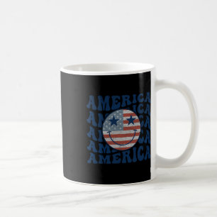 Retro Groovy Amerika Usa Lächeln Gesicht Patriotis Kaffeetasse