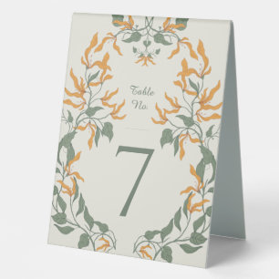 Retro Groovy Art Nouveau Florale Hochzeit Tischaufsteller