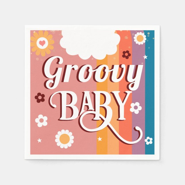 Retro Groovy Baby Dusche Serviette (Vorderseite)
