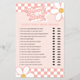 Retro Groovy Baby Ratgeber Wer Baby Showspiel Flyer