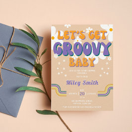 Retro Groovy Baby Shower 70er 80er Girl Hippie Einladung