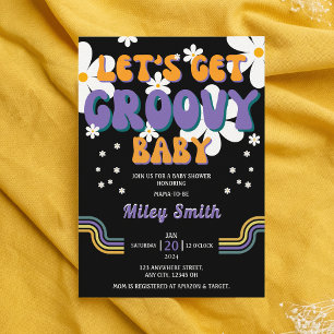 Retro Groovy Baby Shower 70er 80er Girl Hippie Inv Einladung