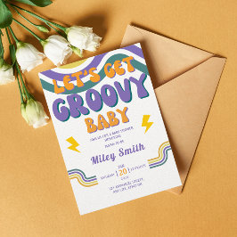 Retro Groovy Baby Shower 70er 80er Girl Hippie Inv Einladung