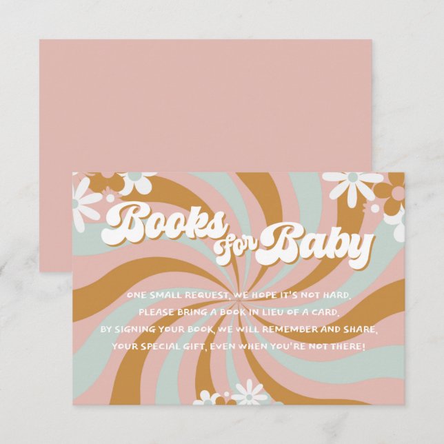 Retro Groovy Baby Shower Books für Baby Begleitkarte (Vorne/Hinten)