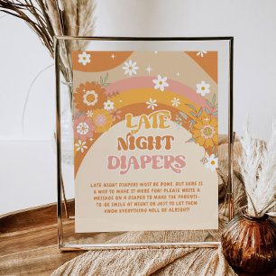 Retro Groovy Baby Spate night diapers game Poster