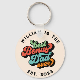 Retro Groovy Bester Bonus Vater je Foto Name Schlüsselanhänger