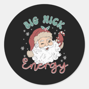 Retro Groovy Big Nick Santa Energy Fun Weihnachten Runder Aufkleber