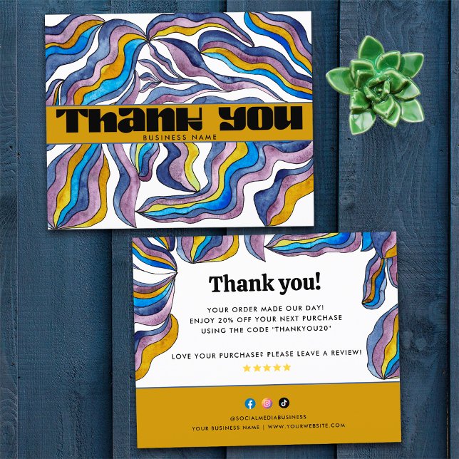 Retro Groovy Blue Lila Business Paket Beilage (Front and Back)