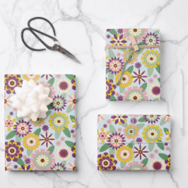 Retro Groovy Blume Geschenkpapier Set