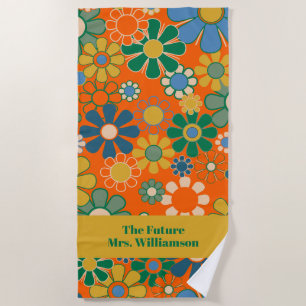 Retro Groovy Blumen 60er 70er Floralmuster Braut Strandtuch