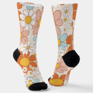Retro Groovy Blumen-Daisy-Nahtloses Muster Socken