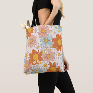 Retro Groovy Blumen-Daisy-Nahtloses Muster Tasche