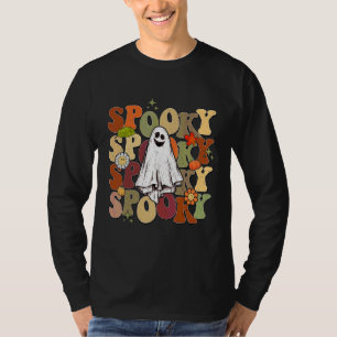 Retro Groovy Blumen-Kürbis Gruseliger Halloween-Ge T-Shirt