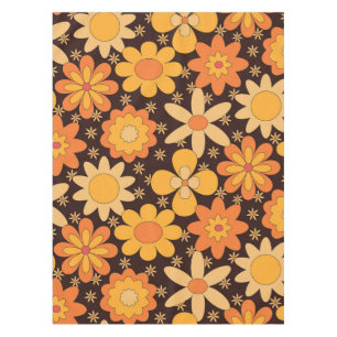 Retro Groovy Blumenmuster Gelb und Orange Tischdecke