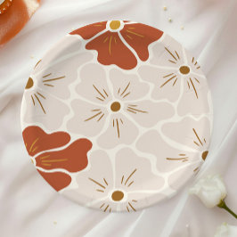 Retro Groovy Boho Baby in Bloom Pappteller