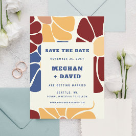 Retro Groovy Boho Chic Floral Save the Date Ankündigung