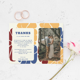 Retro Groovy Boho Chic Floral Wedding Dankeskarte