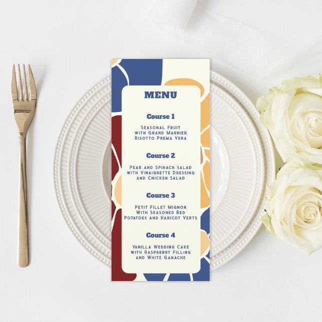 Retro Groovy Boho Chic Floral Wedding Menükarte (Retro Groovy Boho Chic Floral Wedding Menu)
