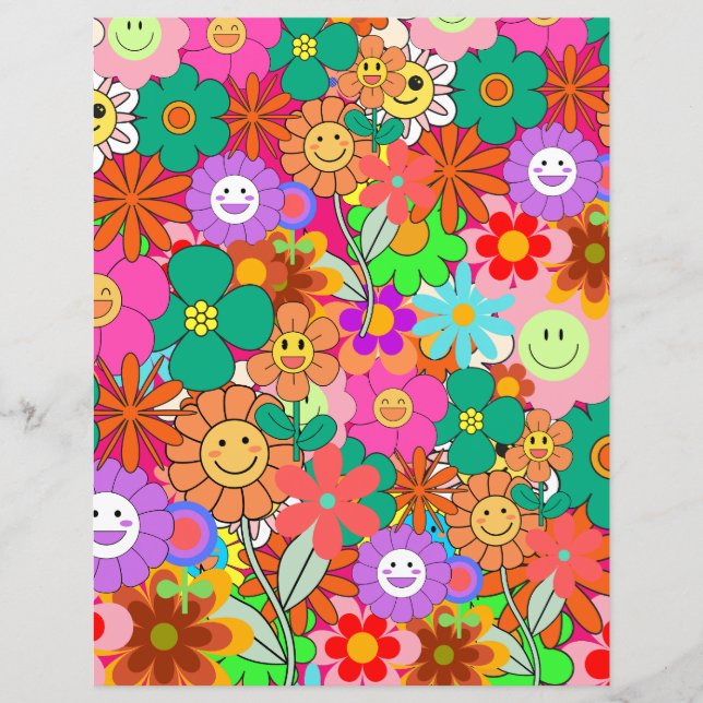 Retro Groovy Boho Hippie Blume (Vorderseite)