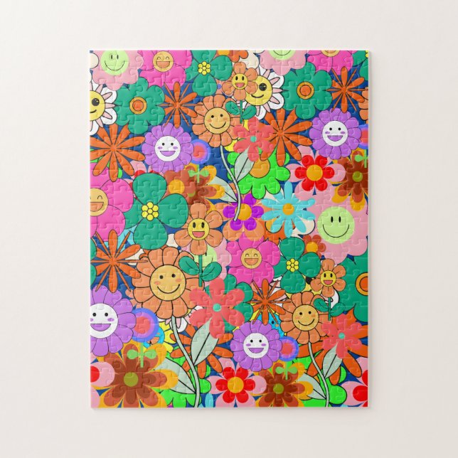Retro Groovy Boho Hippie Blume (Vertikal)