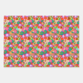 Retro Groovy Boho Hippie Blume Geschenkpapier Set