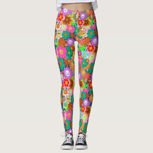 Retro Groovy Boho Hippie Blume Leggings