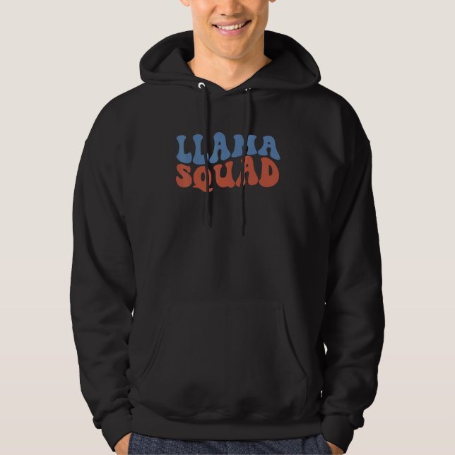 Retro Groovy Boho Llama Squad Hippie 70s Wavy For  Hoodie (Vorderseite)