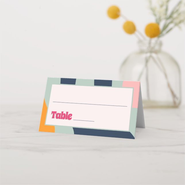 Retro Groovy Bold in den 70er Jahren Abstrakt Platzkarte (Vorderseite)