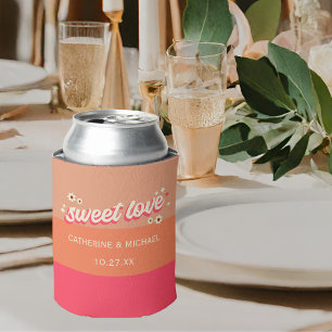 Retro Groovy Bold Typografy Colorful 70er Hochzeit Dosenkühler