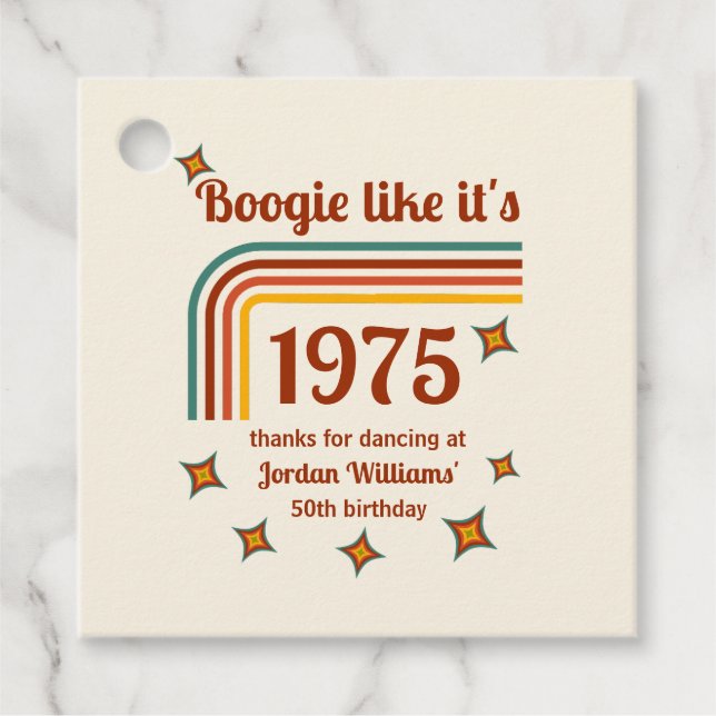 Retro Groovy Boogie Simple Dance 50. Geburtstag Geschenkanhänger (Vorderseite)