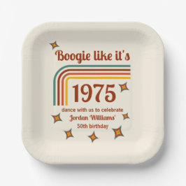 Retro Groovy Boogie Simple Dance 50. Geburtstag Pappteller